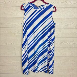 Jude Connally Stripe Sleeveless Blue/White Dress Size Large